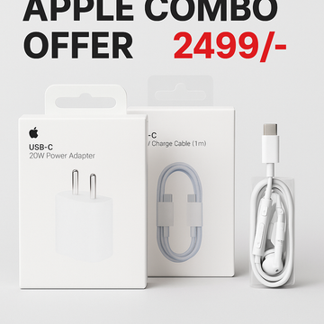 Apple 20W Fast Charger + 60W USB-C to USB-C Cable + Samsung Earphones | Premium Combo Deal