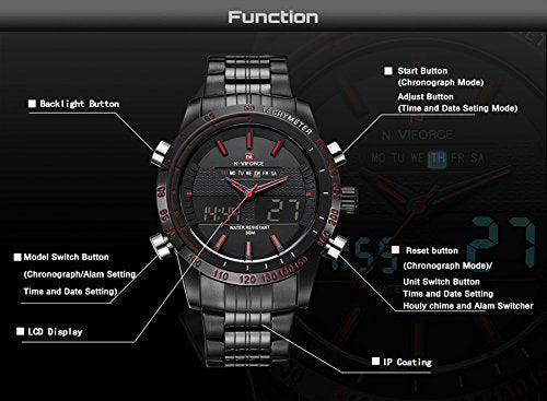 Naviforce NF9024-BBR Analog-Digital Black Dial Men's Watch