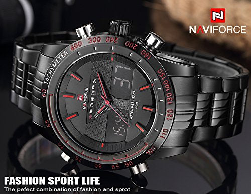 Naviforce NF9024-BBR Analog-Digital Black Dial Men's Watch