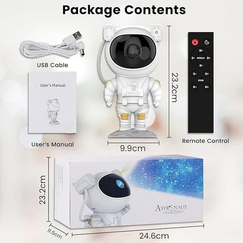 Galaxy Astronaut Star Projector Night Light with Timer, Remote Control and 360°Adjustable Design, Perfect for Kids, Adults, Baby Bedroom, Party Rooms and Playrooms, USB Powered Projector Lamp