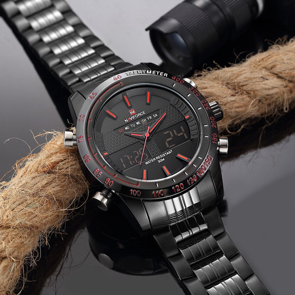 Naviforce NF9024-BBR Analog-Digital Black Dial Men's Watch