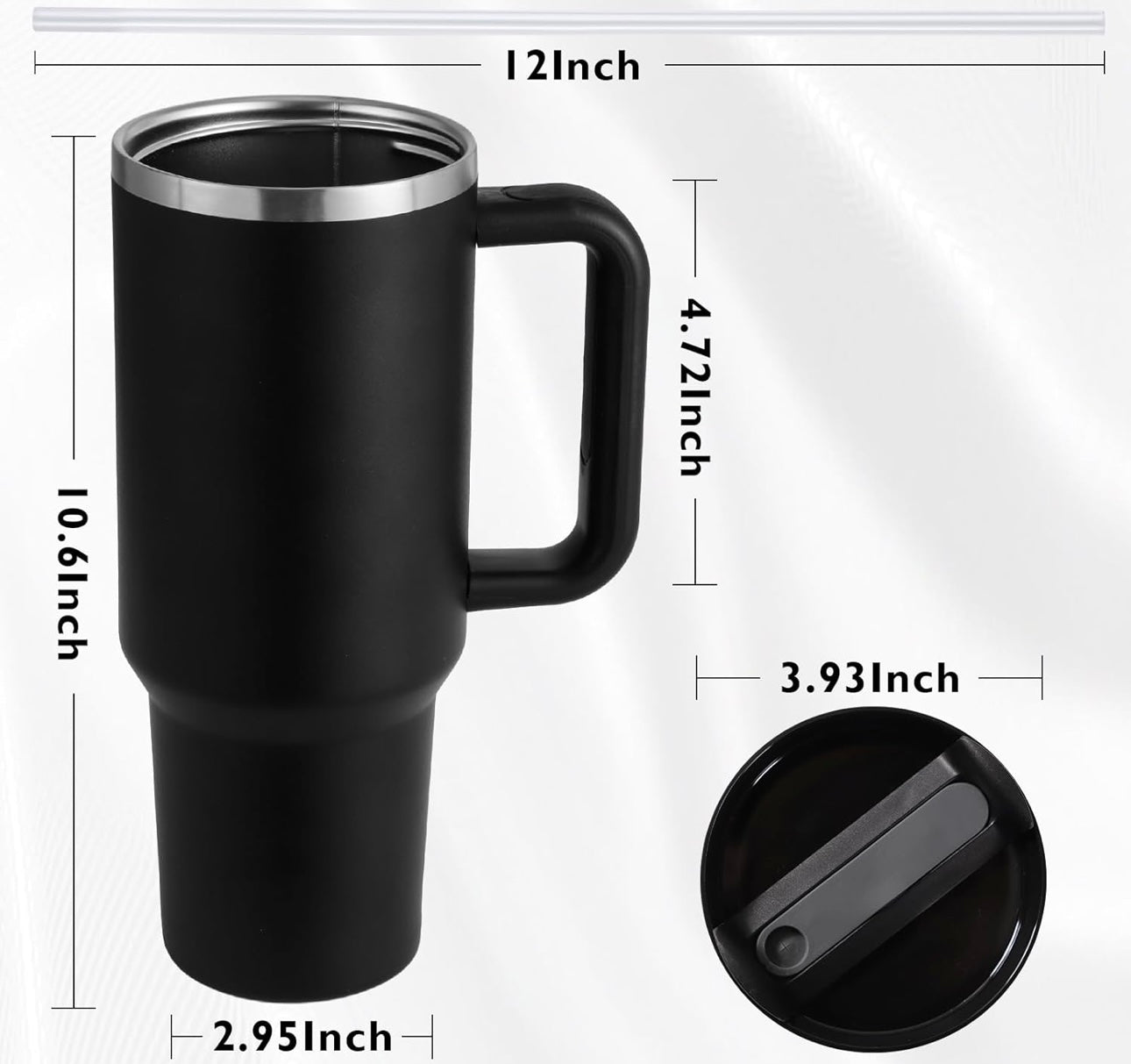 Tumbler With Handle Straw Insulated, Stainless Steel