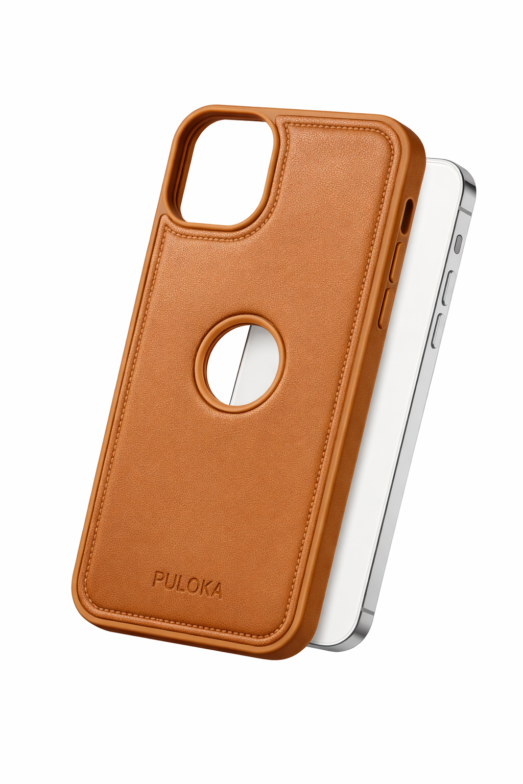 Premium Leather Back Cover for iPhone Series  | Shockproof Slim Case (Brown/Black)