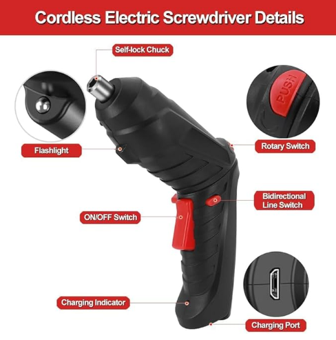 MINI Electric Screwdriver Set, 3.6V Battery Powered Screwdriver Kit Including 46pcs Bits